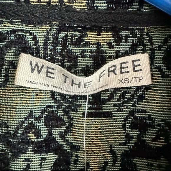 Free People We The Free Tapestry Fog Jacquard Shirt Jacket XS Boho Oversized - Picture 8 of 12
